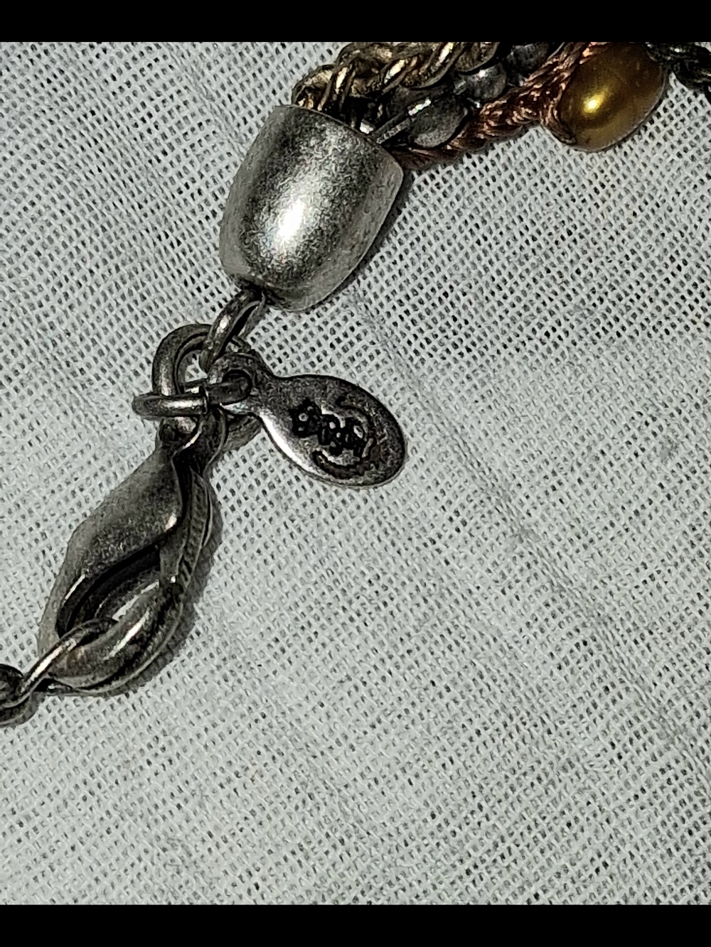 Premier Designs Silver Filigree Teardrop Necklace with Gold Bead Accents - Picture 2 of 4
